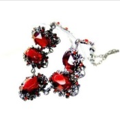 Big jewel silver necklace Xl00191red