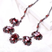 Big jewel silver necklace Xl00191rose