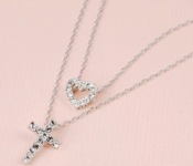 Cheap Multi-layer heart and cross necklace  