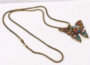  Occident long style retro butterfly necklace  Xl00204bronze