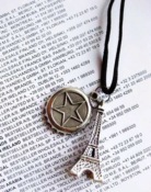 Retro Eiffel tower and beer cover necklace 