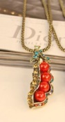 Retro pea long necklace   Xl00214red