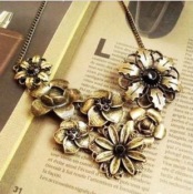 Palace retro carving flower necklace   Xl00224