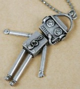  Restro note and diamond robot  necklace 