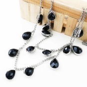 Exquisite multi-slice jewel waterdrop double necklace 