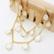 Exquisite multi-slice jewel waterdrop double necklace 