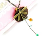  Retro log and dragonfly long necklace Xl00268 