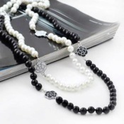 Cheap  Multi-layer pearls and roses long necklace 