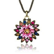  Grace color diamond lotus long necklace  Xl00274