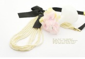 Bowknot and pearl multi-layer long necklace 