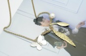 Lover gift pearl feather necklace  Xl00286gold