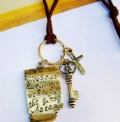 Shakespeare love letter/cross/key retro leather necklace  Xl00289