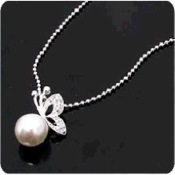 Cheap Diamond butterfly and pearl necklace  Xl00314