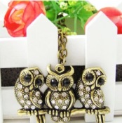 Cheap Retro three owls long necklace Xl00335gold