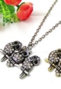 Retro three owls long necklace Xl00335silver