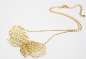 Gold hollow out big butterfly short necklace 