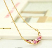 Cheap Lovely fashion Crescent color diamond necklace 