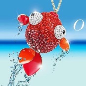 Women diamond gold fish Korea style necklace