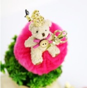  Fur ball and little bear phone chain  YK00008rose