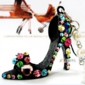 Cheap Diamond high heel shoes with pearls tassel phone chain